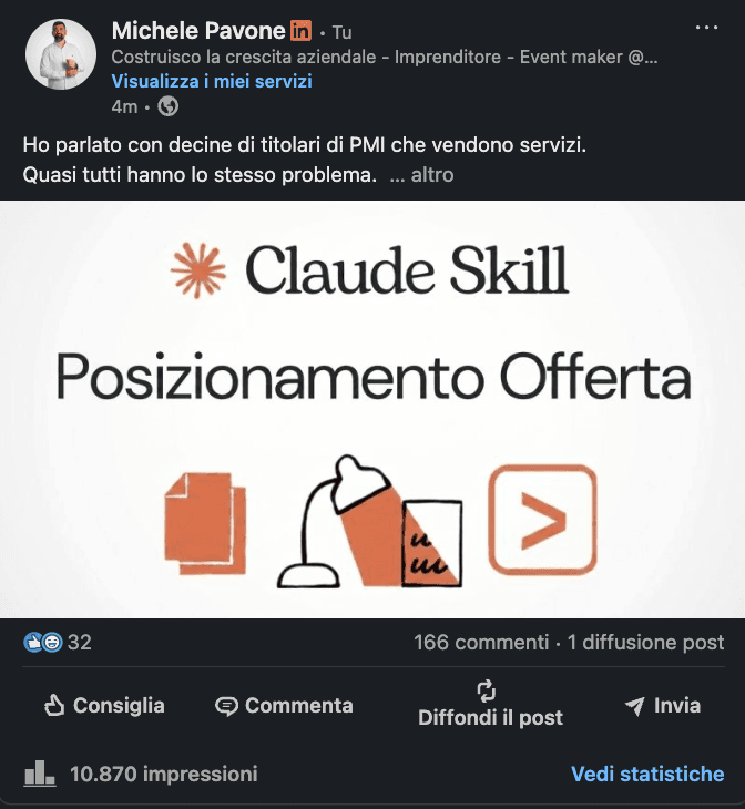 Post LinkedIn di Michele Pavone
